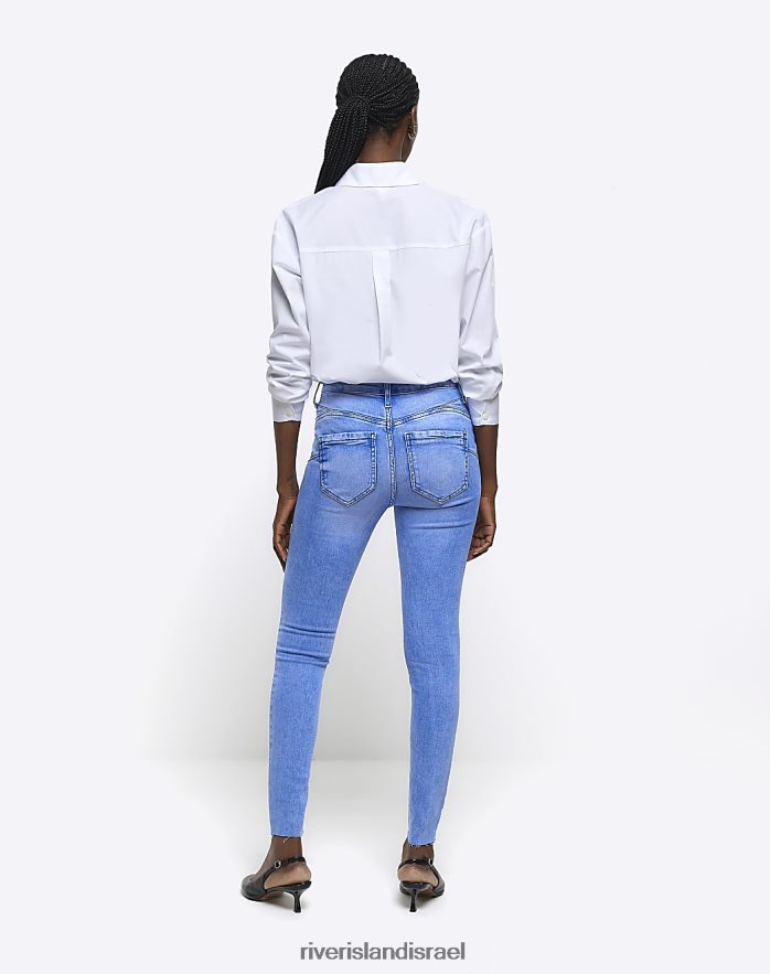 לבוש River Island ג'ינס מחוטב בגזרה גבוהה כְּחוֹל נשים BDZ4081497