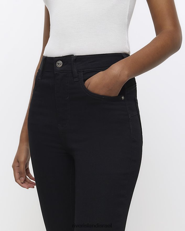 לבוש River Island ג'ינס סקיני מחוטב בגזרה גבוהה שָׁחוֹר נשים BDZ4081498