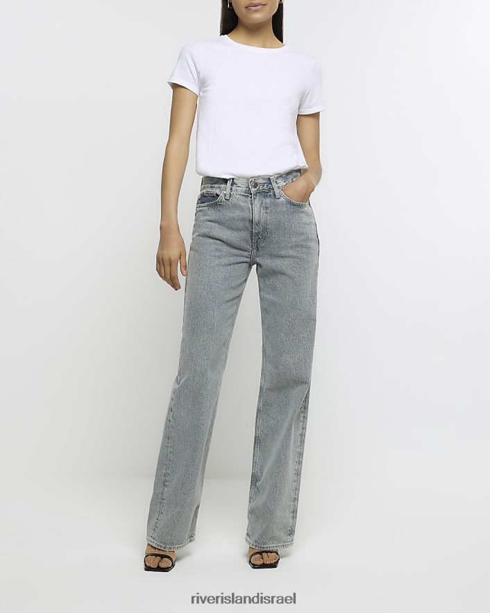 לבוש River Island חולצת טריקו עם שרוולים קצרים לבן נשים BDZ4081512