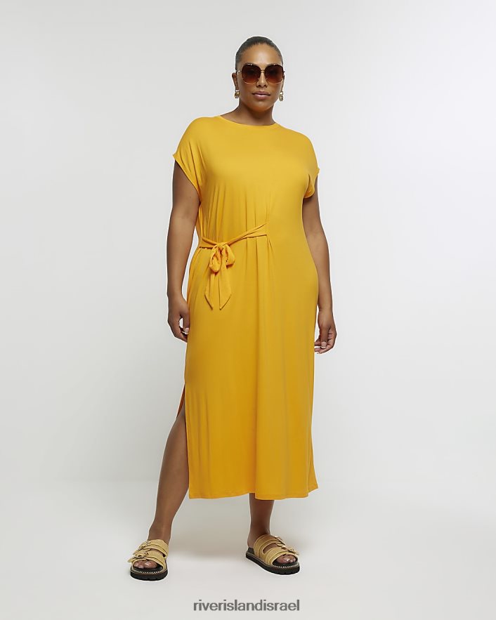 לבוש River Island בתוספת שמלת מידי חולצת טריקו מותניים תפוז נשים BDZ4081529