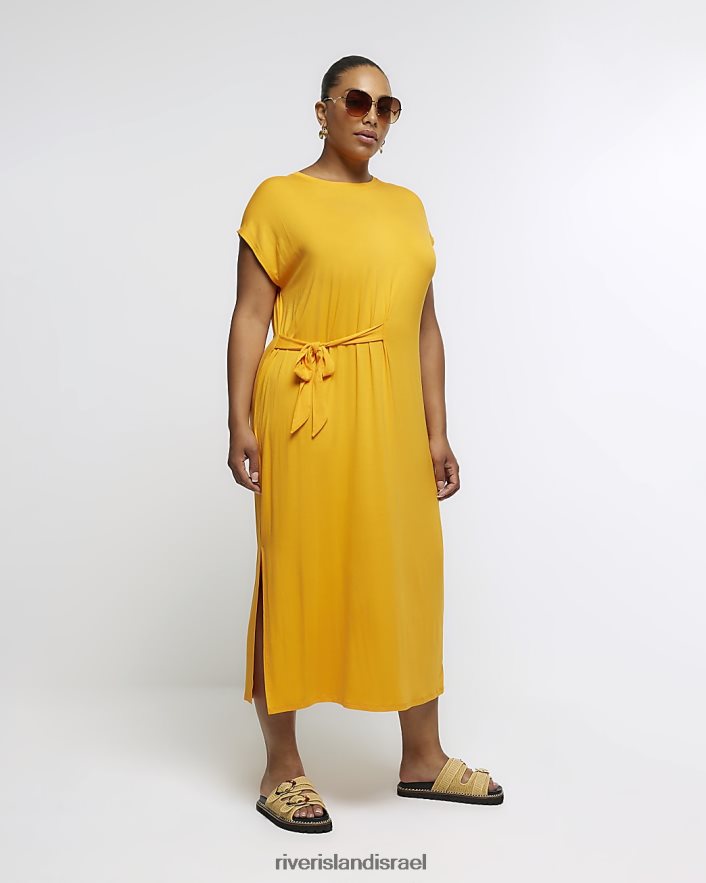 לבוש River Island בתוספת שמלת מידי חולצת טריקו מותניים תפוז נשים BDZ4081529