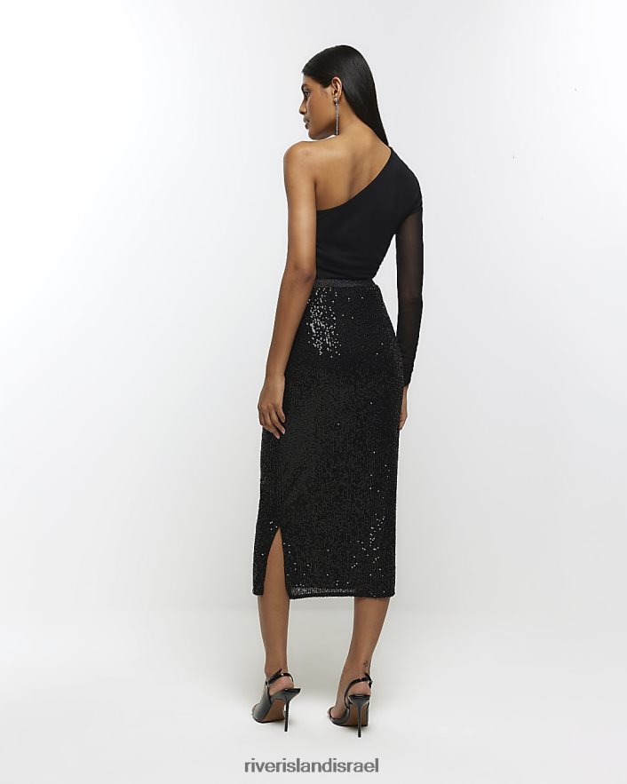 לבוש River Island חצאית מידי נצנצים שָׁחוֹר נשים BDZ408152
