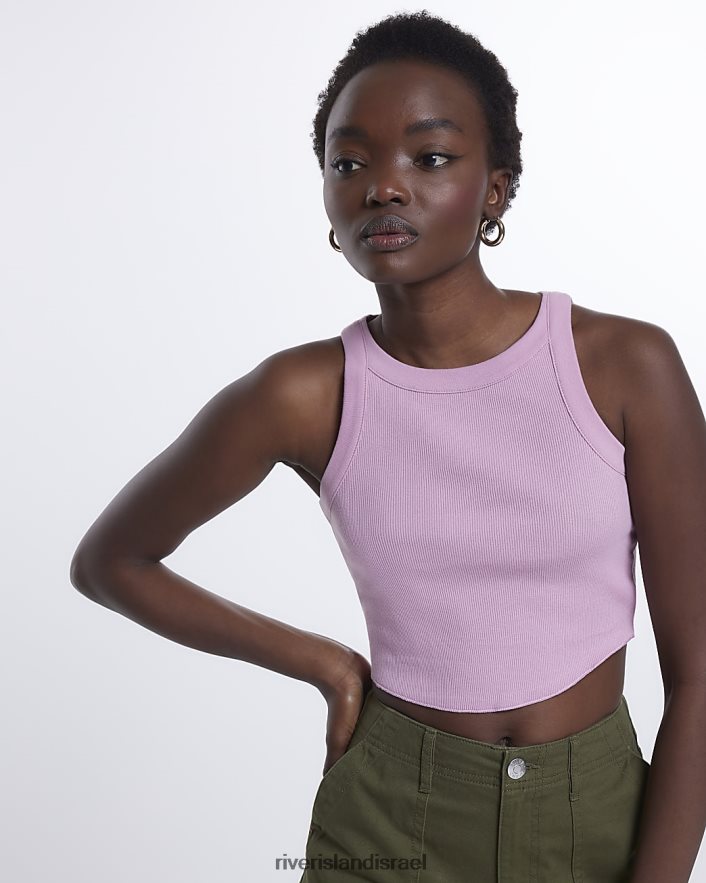לבוש River Island עליונית קרופ רייסר מצולעת וָרוֹד נשים BDZ4081537