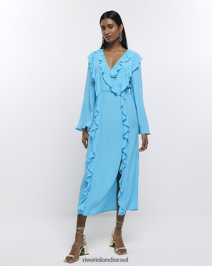 לבוש River Island שמלת מידי נדנדת סלסול כְּחוֹל נשים BDZ4081539