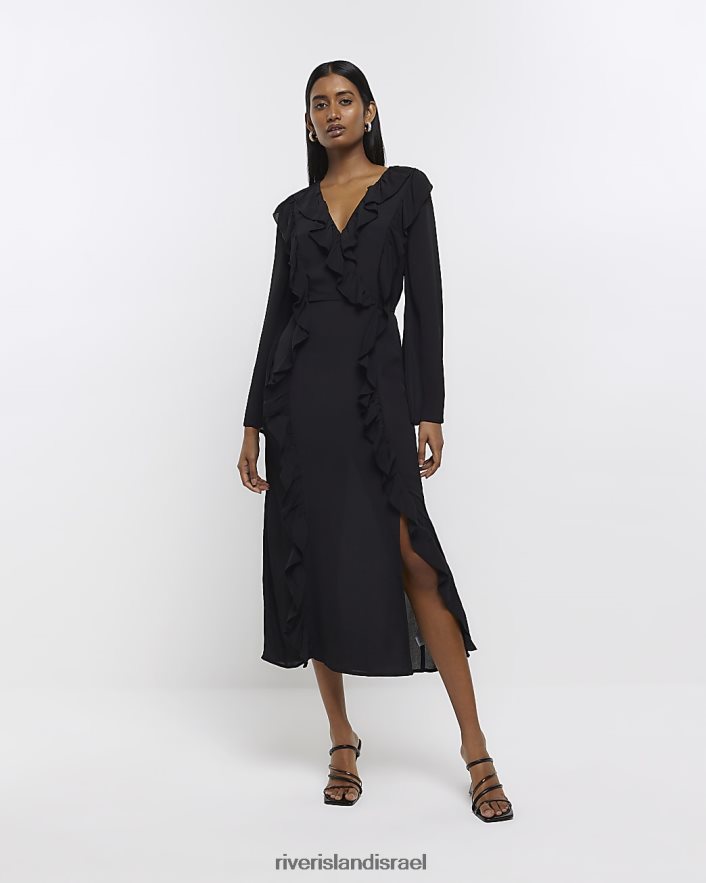 לבוש River Island שמלת מידי נדנדת סלסול שָׁחוֹר נשים BDZ4081540