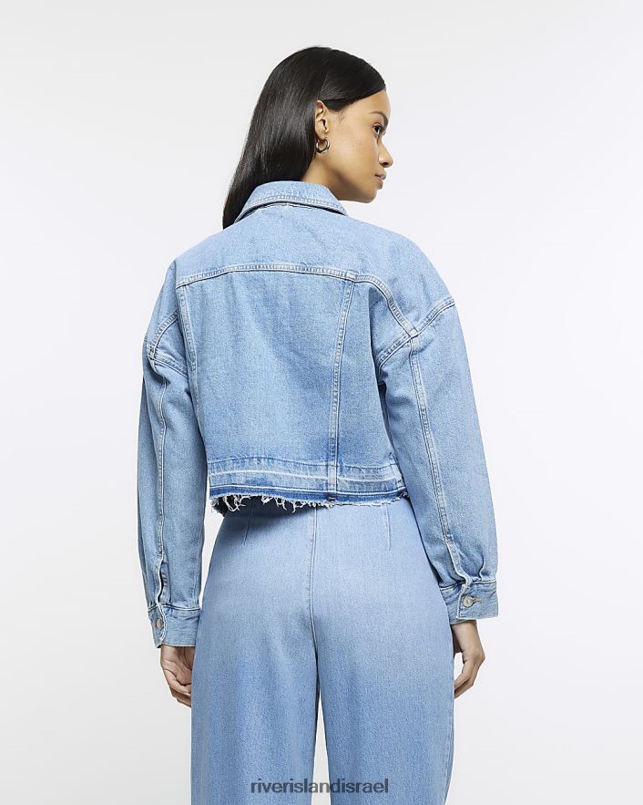 לבוש River Island ג'קט ג'ינס קרופ כְּחוֹל נשים BDZ4081541