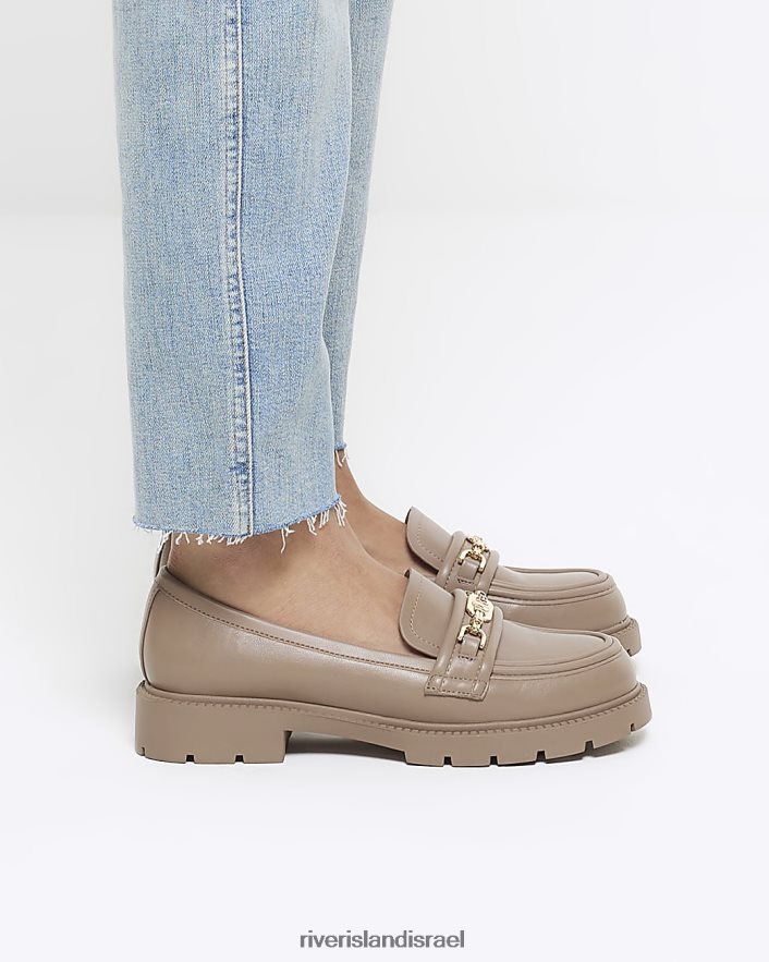 הַנעָלָה River Island נעלי לואפס שמנמנות עם פרטי שרשרת בז' נשים BDZ408154