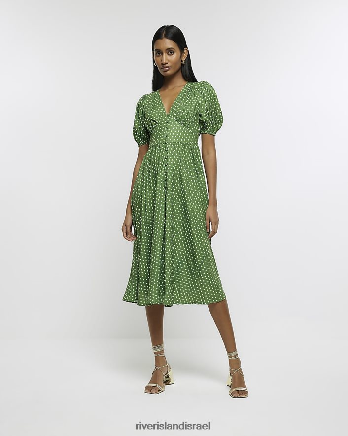 לבוש River Island שמלת מידי מתנדנדת עם שרוולים נפוחים חָקִי נשים BDZ4081560