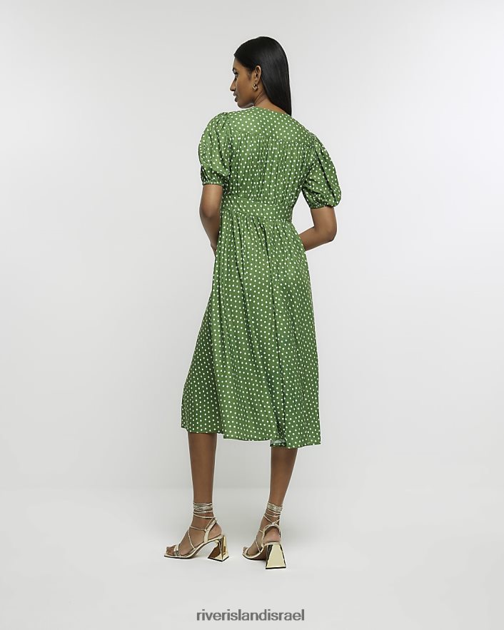 לבוש River Island שמלת מידי מתנדנדת עם שרוולים נפוחים חָקִי נשים BDZ4081560