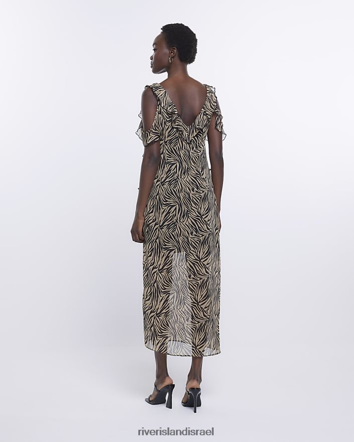 לבוש River Island שמלת מידי בהדפס בעלי חיים שָׁחוֹר נשים BDZ4081571