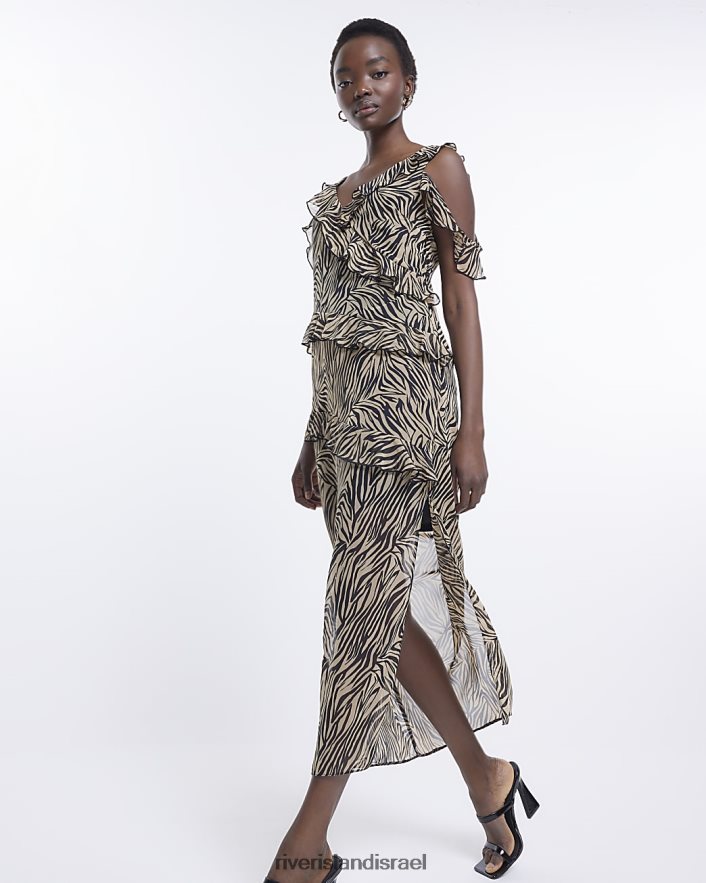 לבוש River Island שמלת מידי בהדפס בעלי חיים שָׁחוֹר נשים BDZ4081571