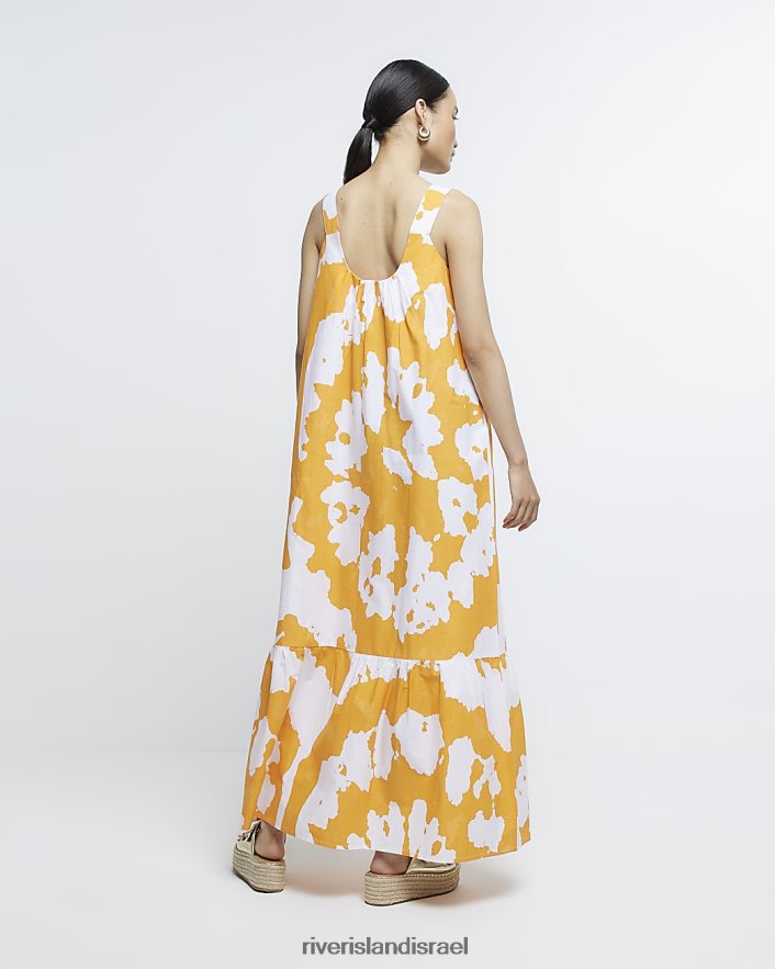 לבוש River Island שמלת מקסי מעונבת תפוז נשים BDZ4081577