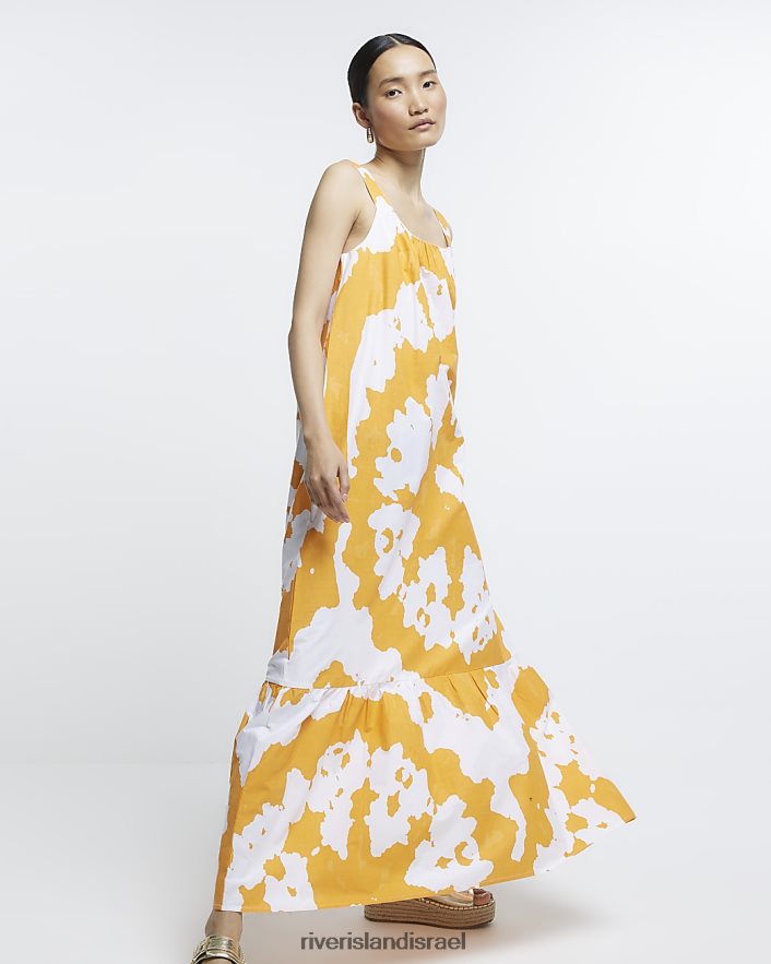 לבוש River Island שמלת מקסי מעונבת תפוז נשים BDZ4081577