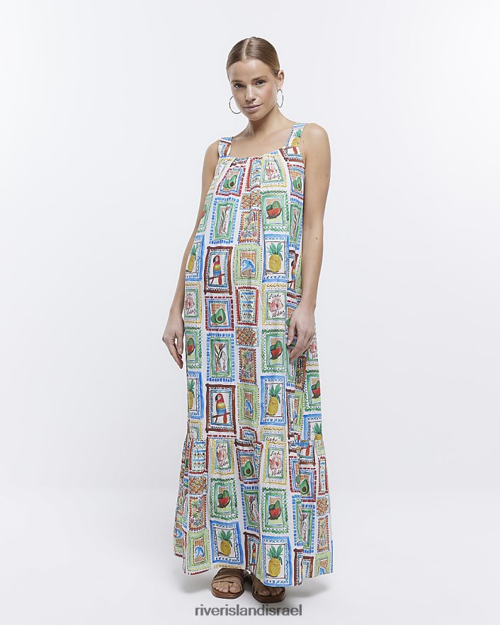 לבוש River Island שמלת מקסי להחליק לבן נשים BDZ4081578