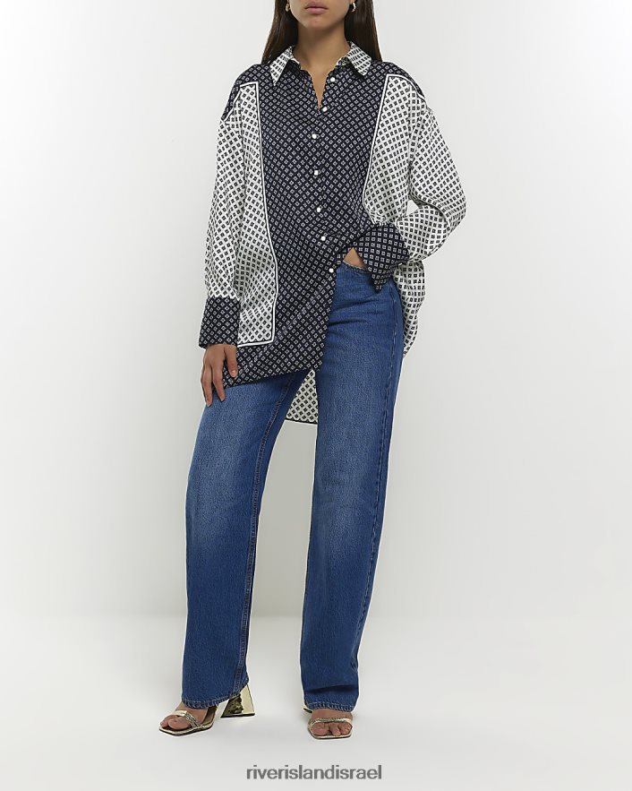 לבוש River Island חולצה אוברסייז כְּחוֹל נשים BDZ408157
