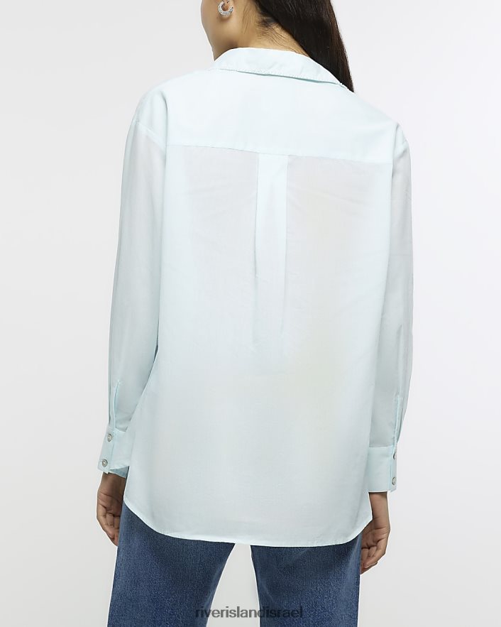 לבוש River Island חולצה מעוטרת עם שרוולים ארוכים כְּחוֹל נשים BDZ4081584