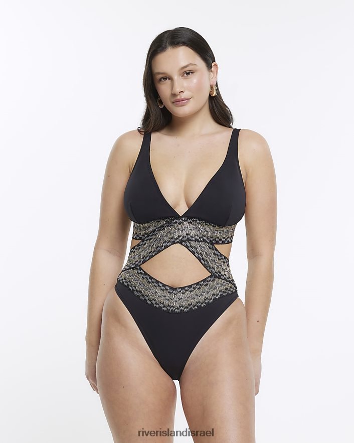 לבוש River Island בגד ים עם חזה מלא יותר שָׁחוֹר נשים BDZ4081586