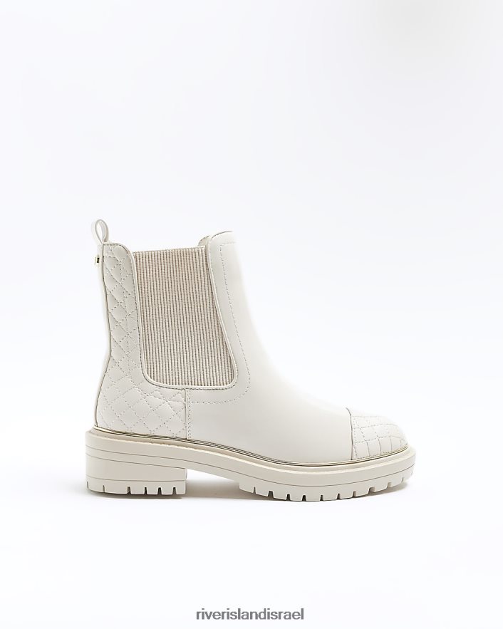 הַנעָלָה River Island מגפי צ'לסי מרופדים קרם נשים BDZ408160