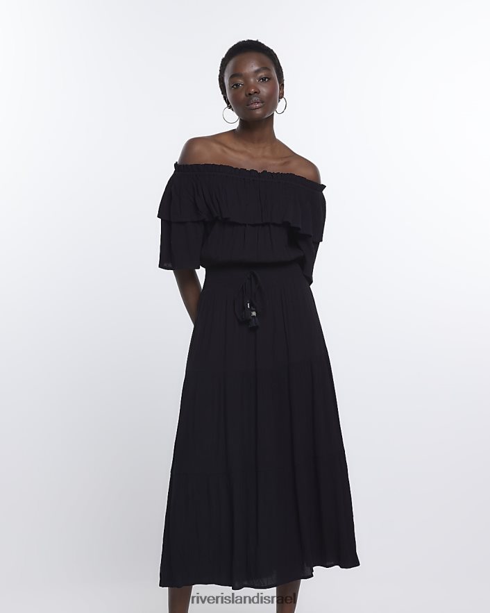 לבוש River Island שמלת מקסי ברדו שָׁחוֹר נשים BDZ4081607