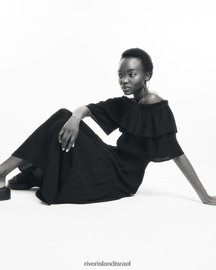 לבוש River Island שמלת מקסי ברדו שָׁחוֹר נשים BDZ4081607