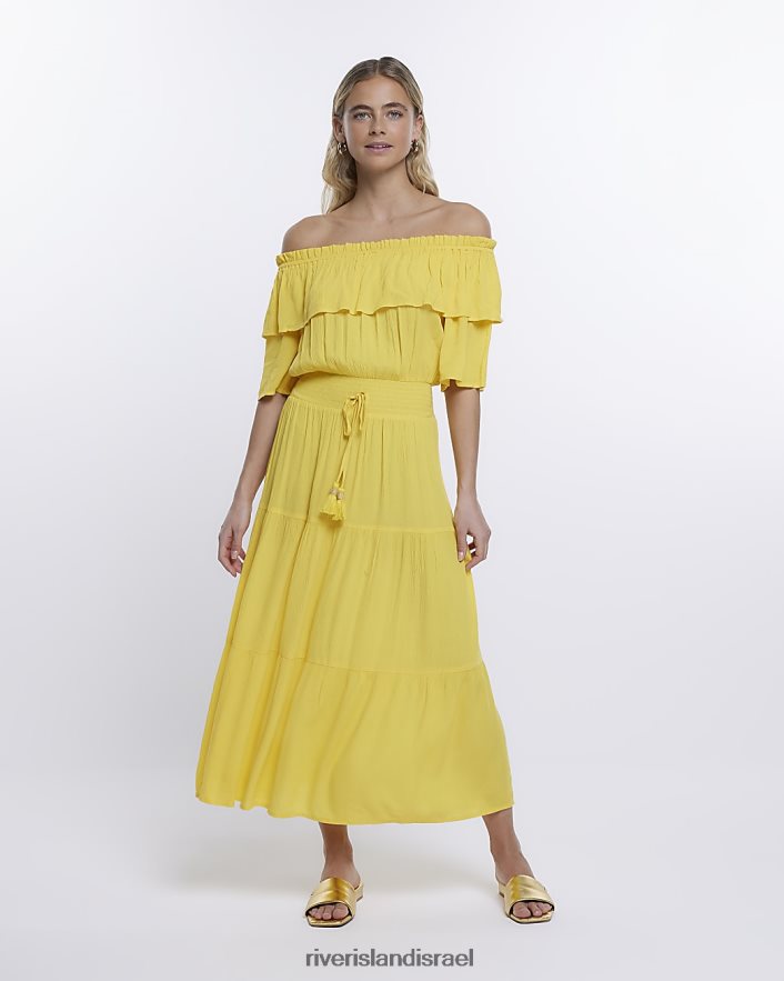 לבוש River Island שמלת מקסי ברדו צהוב נשים BDZ4081609