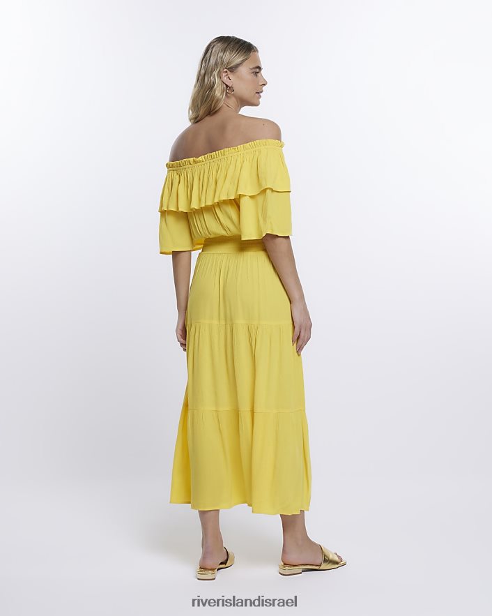 לבוש River Island שמלת מקסי ברדו צהוב נשים BDZ4081609