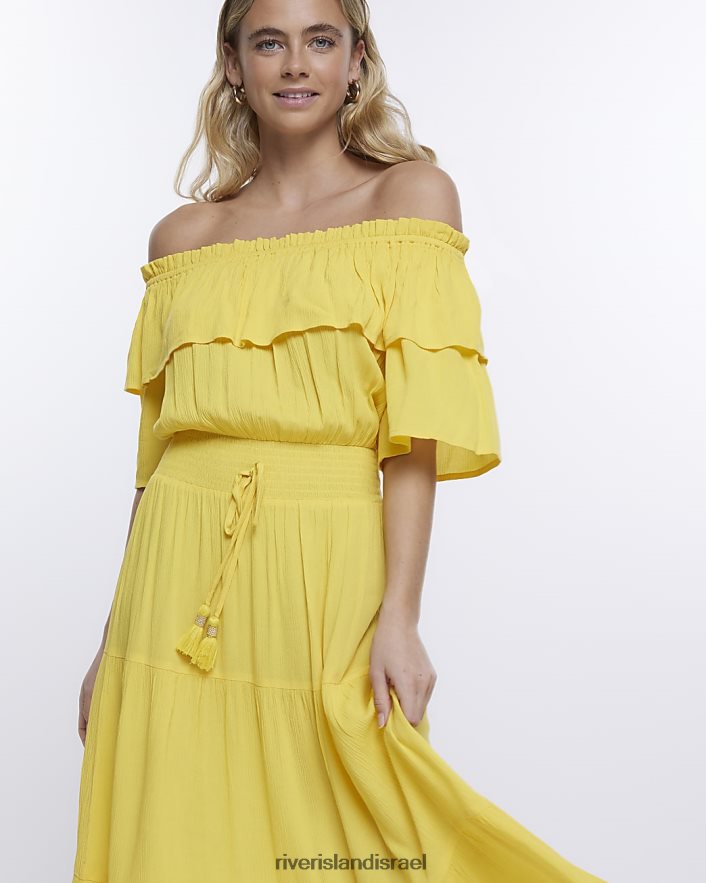 לבוש River Island שמלת מקסי ברדו צהוב נשים BDZ4081609