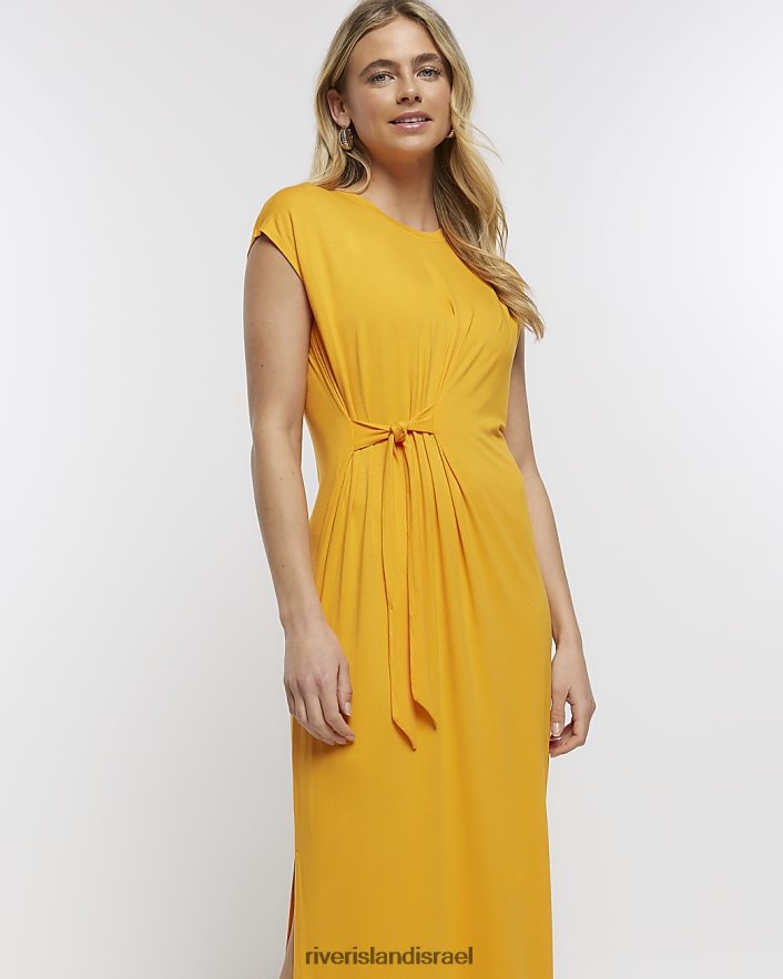 לבוש River Island שמלת מידי של חולצת טריקו מותניים תפוז נשים BDZ4081618