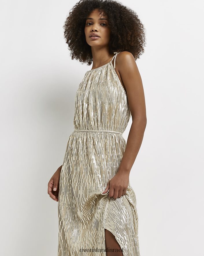 לבוש River Island שמלת מקסי קאמי מודפסת זהב נשים BDZ4081637