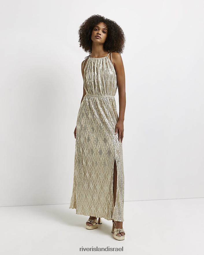 לבוש River Island שמלת מקסי קאמי מודפסת זהב נשים BDZ4081637