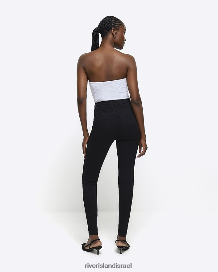 לבוש River Island ג'ינס סופר סקיני בגזרה גבוהה שָׁחוֹר נשים BDZ4081640