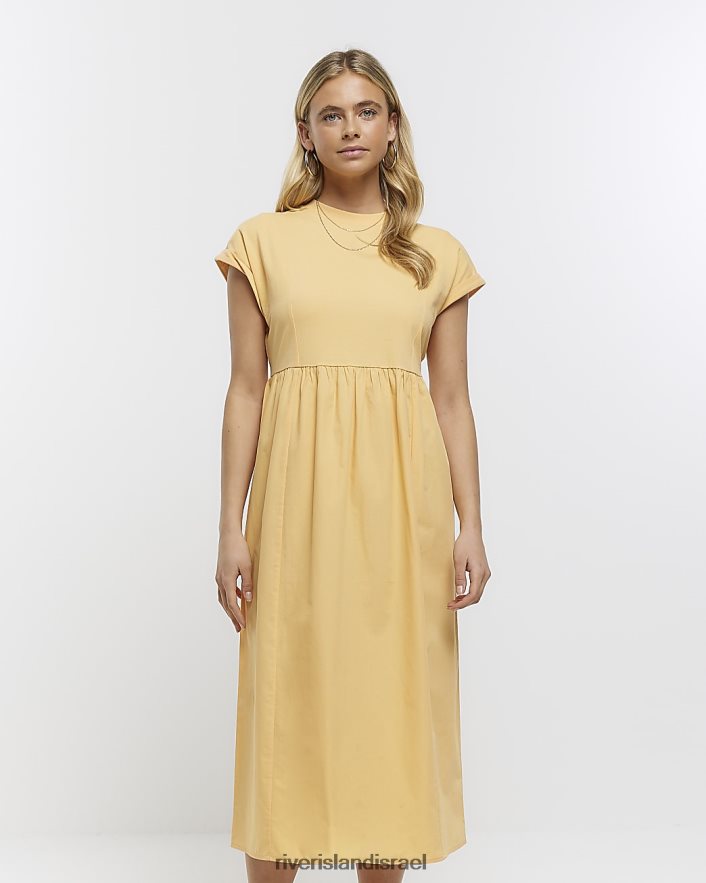 לבוש River Island שמלת מידי של חולצת טריקו פופלין תפוז נשים BDZ4081645