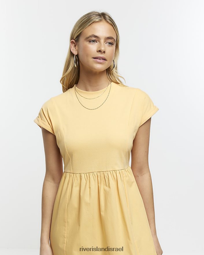 לבוש River Island שמלת מידי של חולצת טריקו פופלין תפוז נשים BDZ4081645