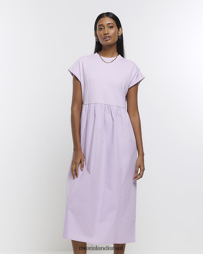 לבוש River Island שמלת מידי של חולצת טריקו פופלין סָגוֹל נשים BDZ4081646