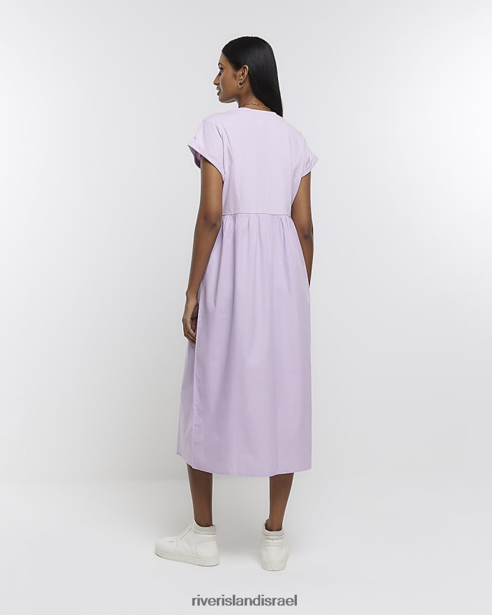 לבוש River Island שמלת מידי של חולצת טריקו פופלין סָגוֹל נשים BDZ4081646