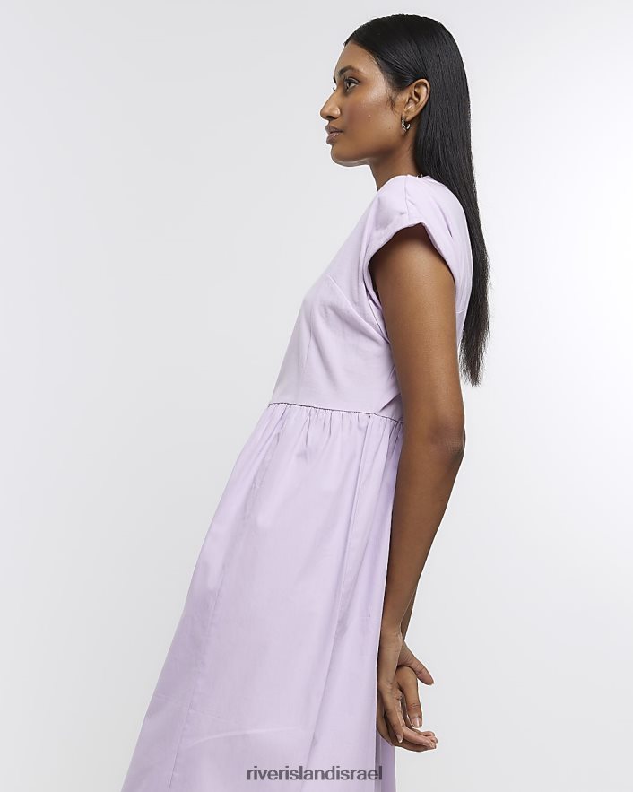 לבוש River Island שמלת מידי של חולצת טריקו פופלין סָגוֹל נשים BDZ4081646