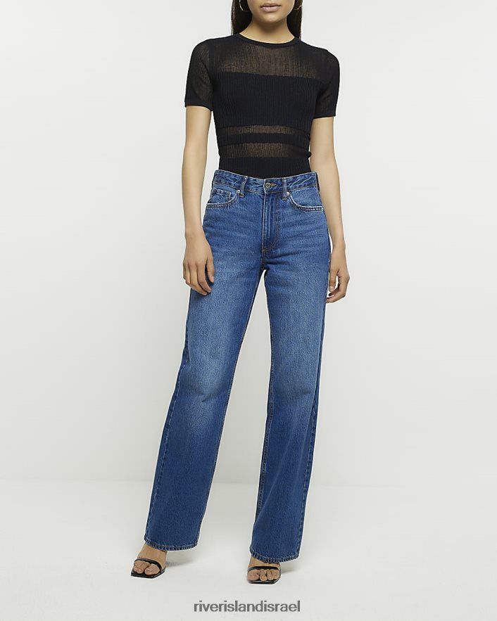 לבוש River Island חלק עליון פס שקוף שָׁחוֹר נשים BDZ4081651