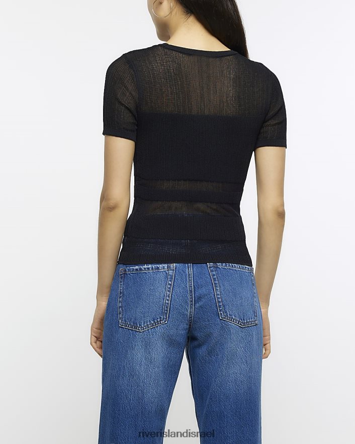לבוש River Island חלק עליון פס שקוף שָׁחוֹר נשים BDZ4081651