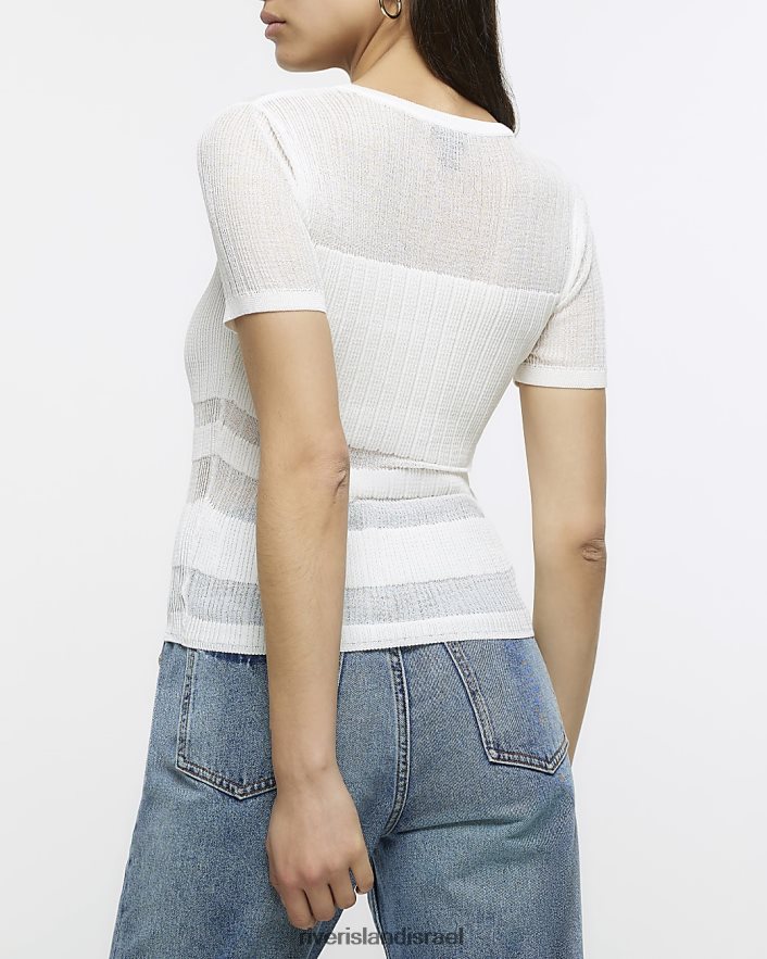 לבוש River Island חלק עליון פס שקוף לבן נשים BDZ4081652