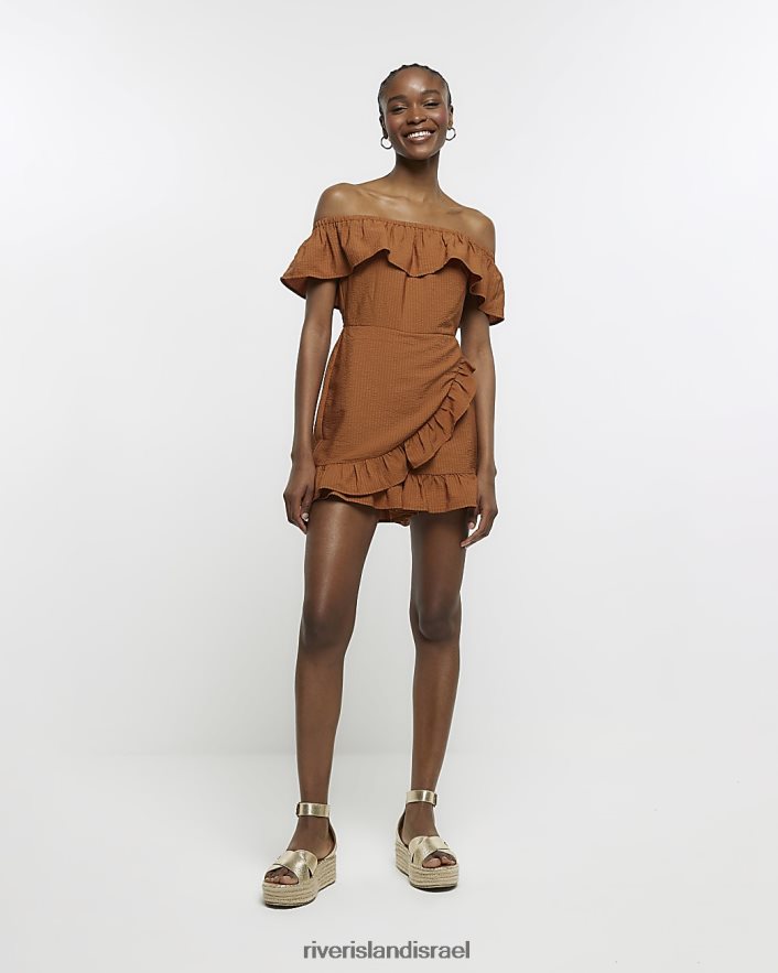 לבוש River Island חליפת משחק עם סלסול ברדו חֲלוּדָה נשים BDZ4081654