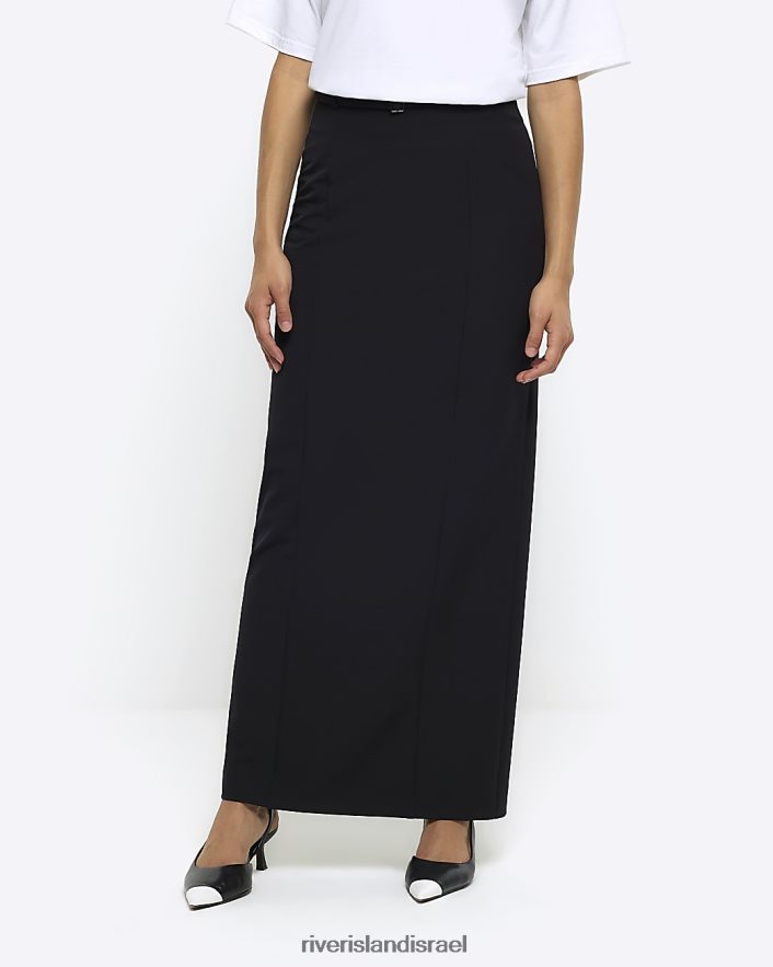 לבוש River Island חצאית מקסי חגורה שָׁחוֹר נשים BDZ408165
