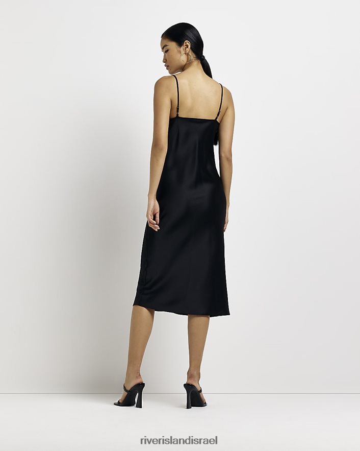 לבוש River Island שמלת מידי תחרה סאטן שָׁחוֹר נשים BDZ4081665