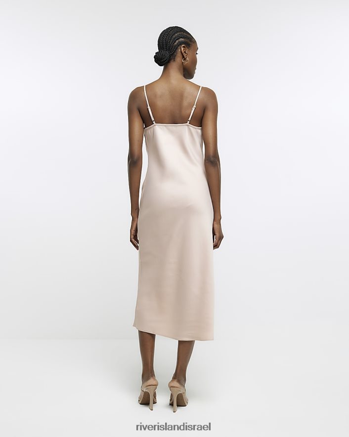 לבוש River Island שמלת מידי סאטן עם צווארון וָרוֹד נשים BDZ4081666