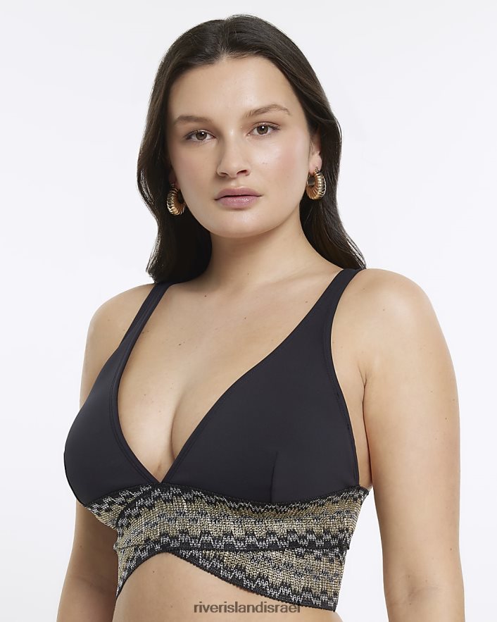 לבוש River Island חולצת ביקיני עם חזה מלא יותר שָׁחוֹר נשים BDZ4081677