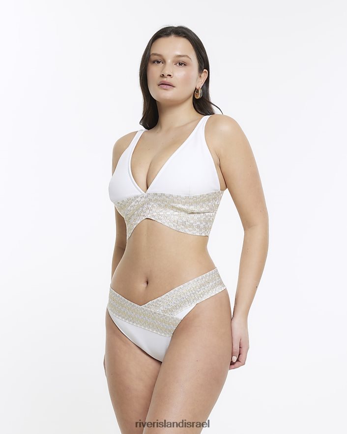 לבוש River Island חולצת ביקיני עם חזה מלא יותר לבן נשים BDZ4081678