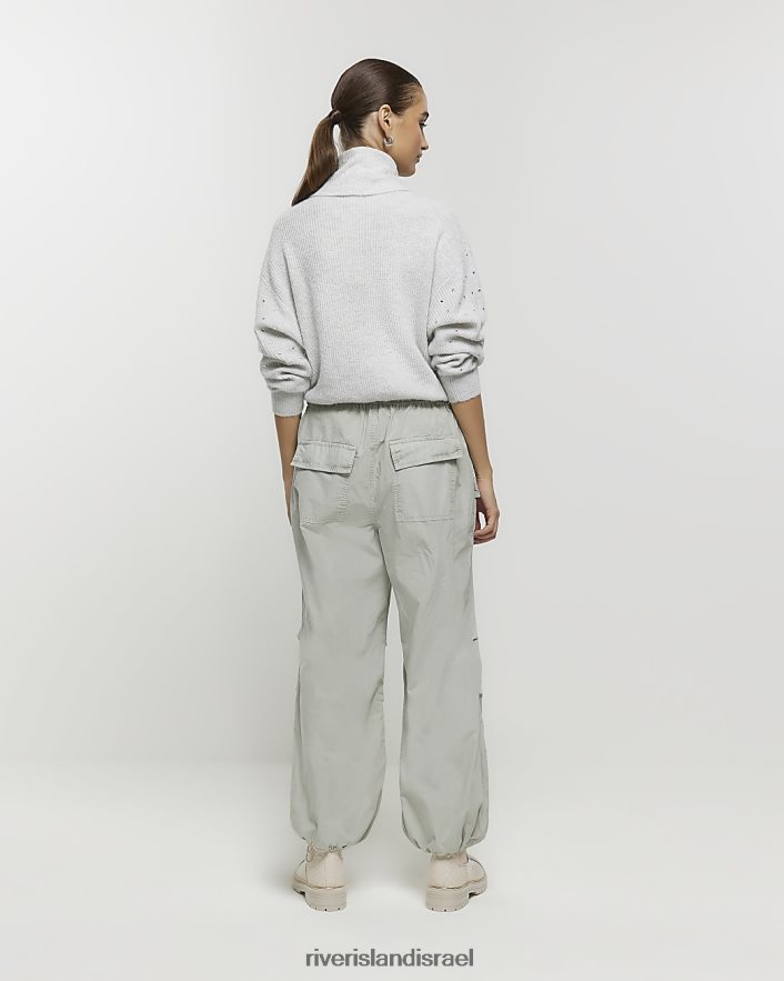 לבוש River Island מכנסי מצנח מעוטרים ירוק נשים BDZ4081683