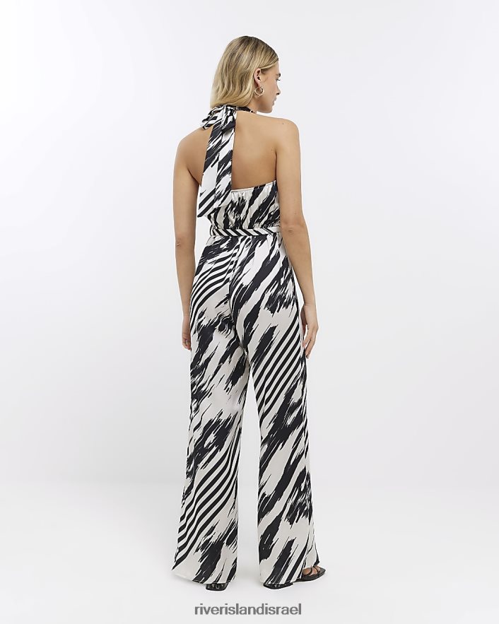 לבוש River Island סרבל צווארון עם פסים שָׁחוֹר נשים BDZ4081696