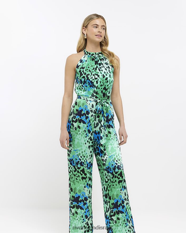 לבוש River Island סרבל עם צווארון ירוק נשים BDZ4081697