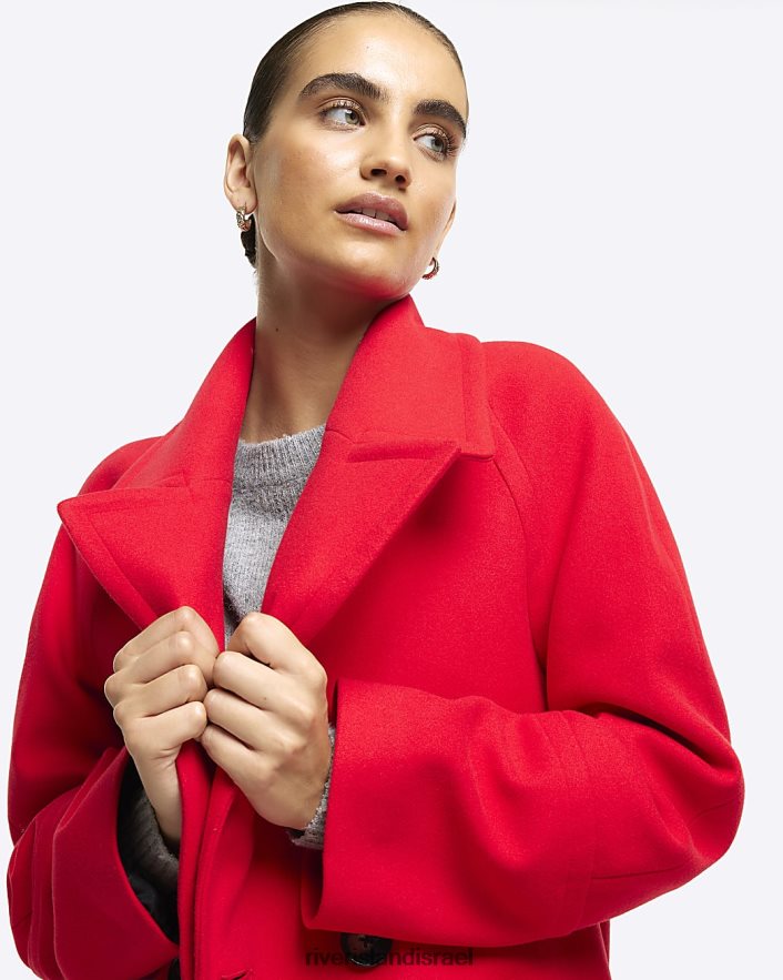 לבוש River Island מעיל אוברסייז בתערובת צמר אָדוֹם נשים BDZ40816