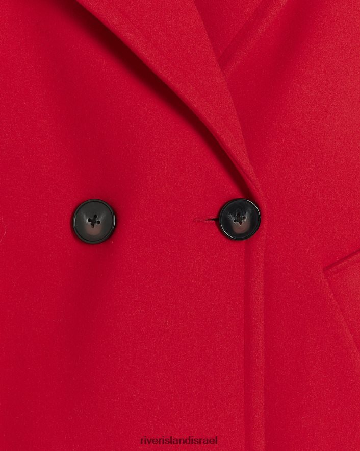 לבוש River Island מעיל אוברסייז בתערובת צמר אָדוֹם נשים BDZ40816